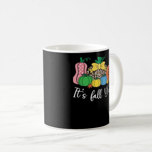 It’s Fall Y’all Leopard Pattern Pumpkin Style コーヒーマグカップ (正面右)