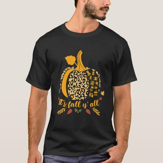 It’S Fall Y’All Leopard Print Pumpkin Librarian Ha Tシャツ (正面)