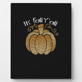 It’s Fall Y’all Leopard Print Pumpkin Rustic Happy フォトプラーク