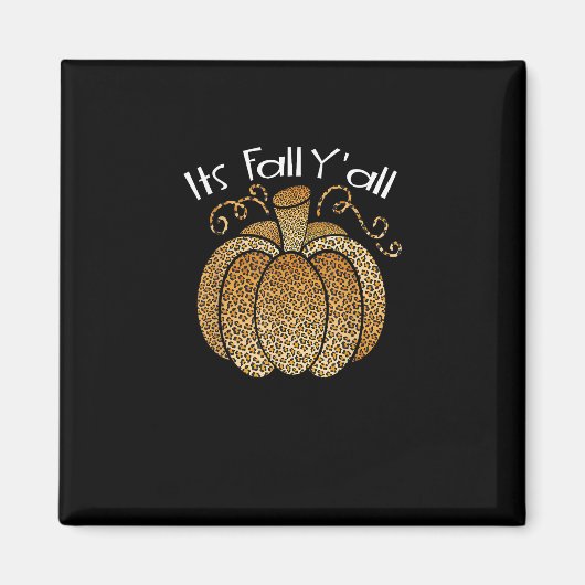 It’s Fall Y’all Leopard Print Pumpkin Rustic Happy マグネット (正面)