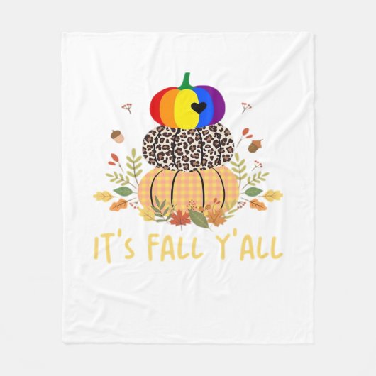 It’s Fall Y’all LGBTQ Pride Pumpkin Creative Casua フリースブランケット (正面)