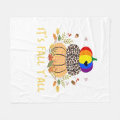 It’s Fall Y’all LGBTQ Pride Pumpkin Creative Casua フリースブランケット (正面(横))