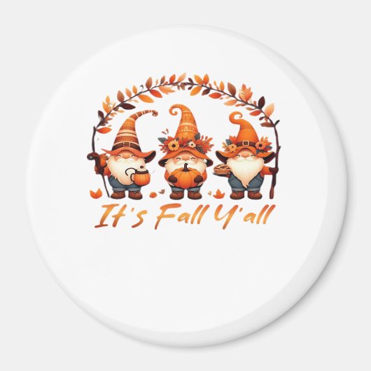 It’s Fall Y’all Pumpkin Gnome Autumn Tree Funny Fa マグネット (正面)