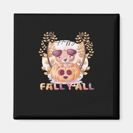 It’s Fall Y’all Pumpkin Halloween Cat Autumn マグネット (正面)