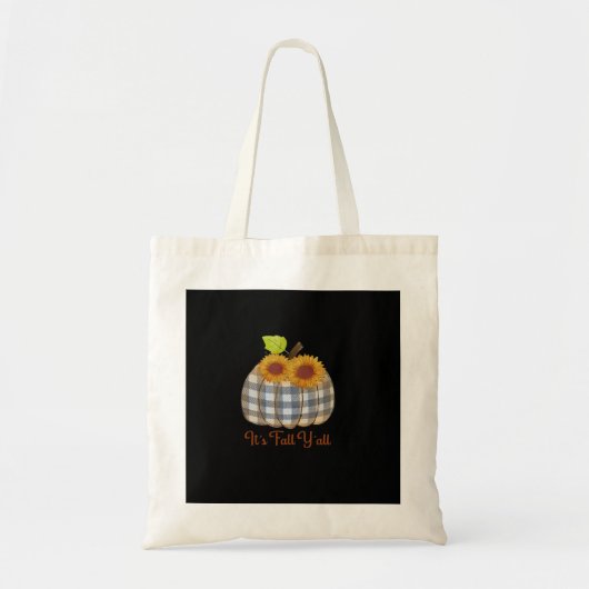 It’s Fall Y’all Pumpkin Plaid Design Halloween Fun トートバッグ (正面)