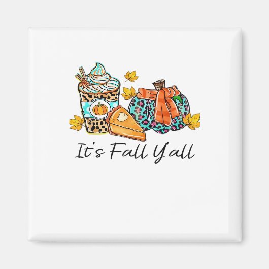 It’s Fall Y’all Pumpkin Spice Leopard Pumpkin Pie マグネット (正面)