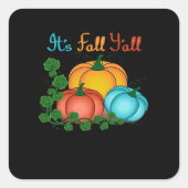 It’s Fall Y’all Pumpkins Retro Graphic スクエアシール (正面)