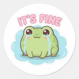 It’s Fine Frog Sticker Cute Crying Frog Meme Kawai ラウンドシール