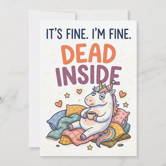 It’s Fine I’m Fine Dead Inside Unicorn Greeting シーズンカード (正面)