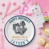 It’s Game On Skull  – Video Game Birthday ペーパープレート (パーティー)
