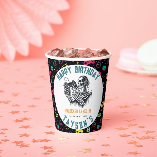 It’s Game On Skull – Video Game Birthday 紙コップ (インサイチュ)