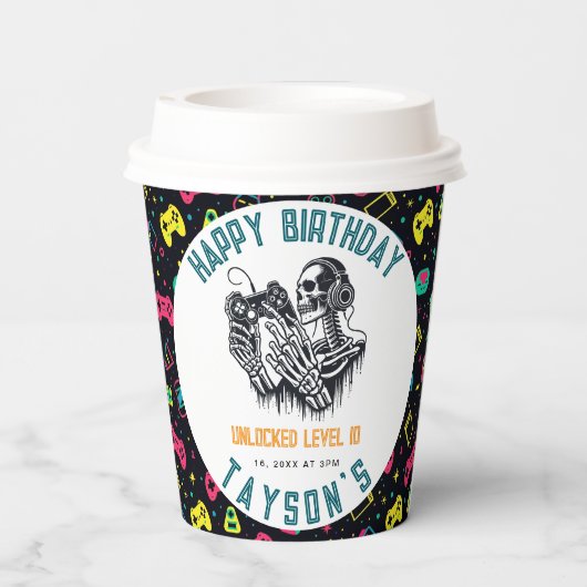 It’s Game On Skull  – Video Game Birthday 紙コップ (裏面)