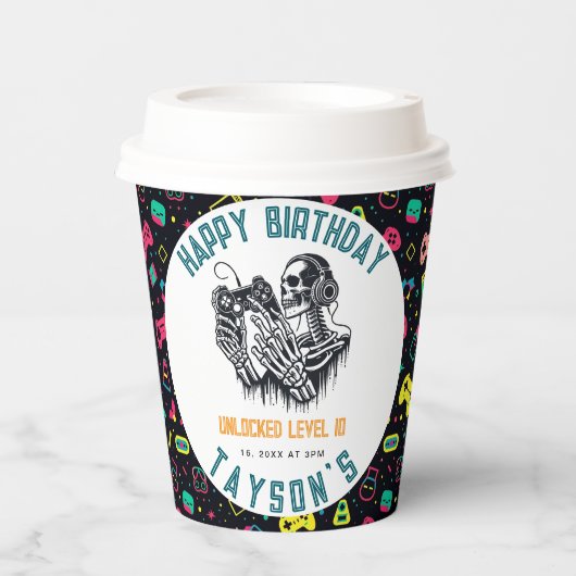 It’s Game On Skull  – Video Game Birthday 紙コップ (正面)