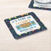 It’s Game On – Video Game Birthday party スクエアペーパーコースター (アングル)