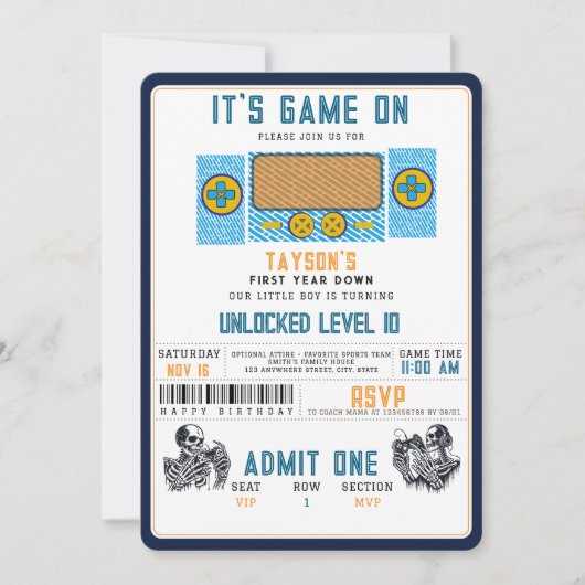 It’s Game On! Video Game Birthday Party 招待状 (正面)