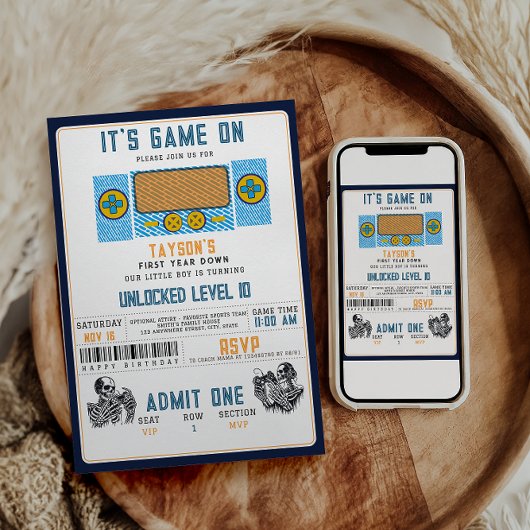 It’s Game On! Video Game Birthday Party 招待状