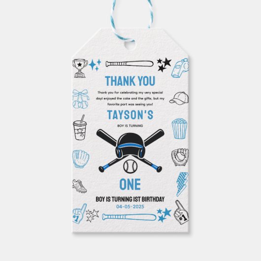 It’s Game Time Baseball 1st Birthday ギフトタグ (正面)