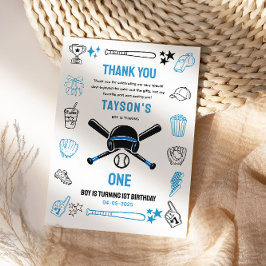 It’s Game Time Baseball 1st Birthday サンキューカード