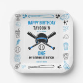 It’s Game Time Baseball 1st Birthday – Fun Kids  ペーパープレート (正面)