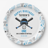 It’s Game Time Baseball 1st Birthday – Fun Kids  ペーパープレート (正面)