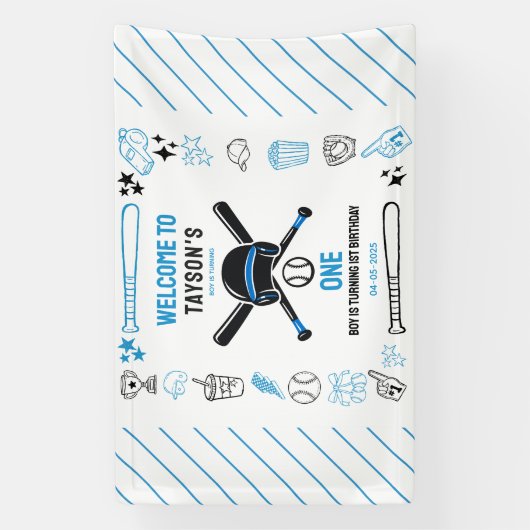 It’s Game Time Baseball 1st Birthday – Fun Kids 横断幕 (縦)