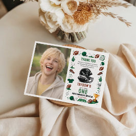 It’s Game Time football 1st Birthday サンキューカード