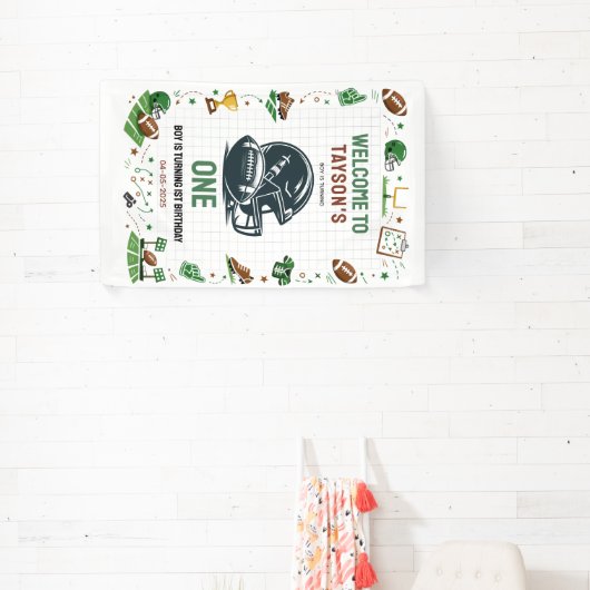 It’s Game Time football 1st Birthday – Fun Kids 横断幕 (インサイチュ)