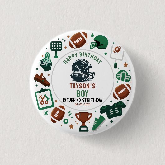 It’s Game Time Football 1st Birthday – Fun Kids 缶バッジ (正面)