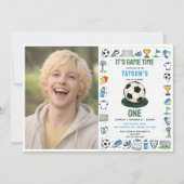 It’s Game Time Football 1st Birthday photo 招待状 (正面)