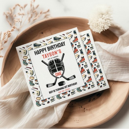 It’s Game Time Hockey 1st Birthday Party スタンダードカクテルナプキン