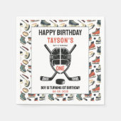 It’s Game Time Hockey 1st Birthday Party スタンダードカクテルナプキン (正面)