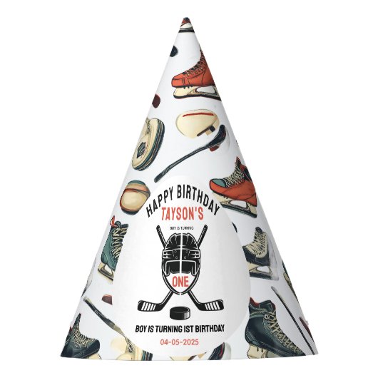 It’s Game Time Hockey 1st Birthday Party パーティーハット (正面)