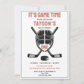 It’s Game Time Hockey 1st Birthday Party 招待状 (正面)