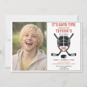 It’s Game Time Hockey 1st Birthday Party photo 招待状 (正面)