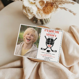 It’s Game Time Hockey 1st Birthday Party photo 招待状