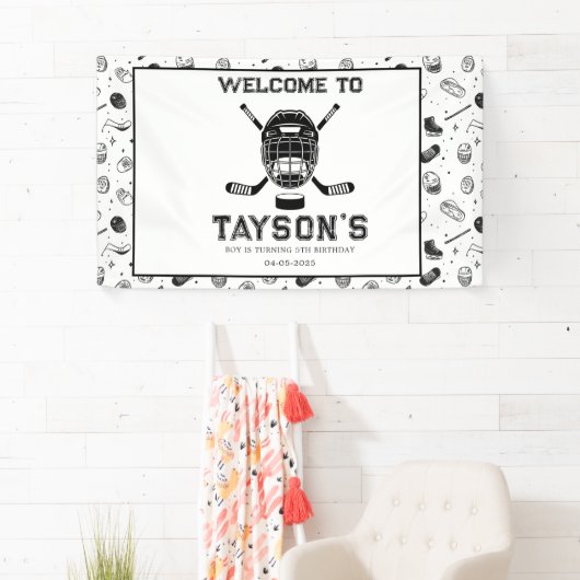 It’s Game Time Hockey 5th Birthday Party 横断幕 (インサイチュ)