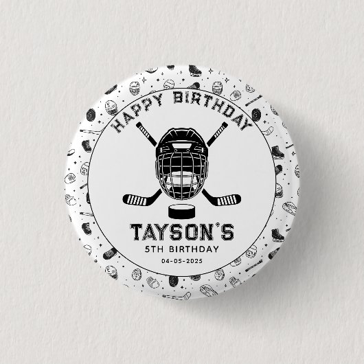 It’s Game Time Hockey 5th Birthday Party  缶バッジ (正面)