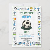 It’s Game Time soccer 1st Birthday 招待状 (正面)