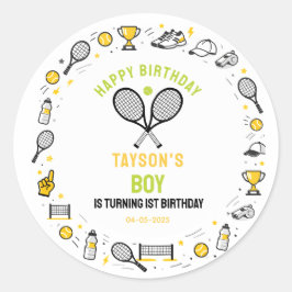 It’s Game Time Tennis 1st Birthday – Fun Kids  ラウンドシール