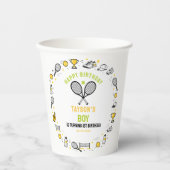 It’s Game Time Tennis 1st Birthday – Fun Kids  紙コップ (正面)