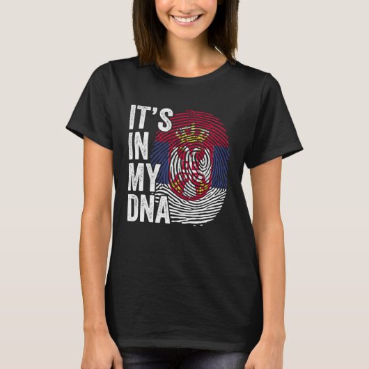 It s In My DNA Cool Srbija Fingerprint Serbia Serb Tシャツ (正面)