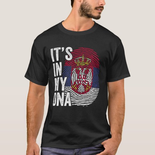 It s In My DNA Cool Srbija Fingerprint Serbia Serb Tシャツ (正面)