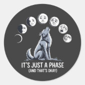 It’s Just a Phase – Moon Mood Werewolf Sticker ラウンドシール (正面)