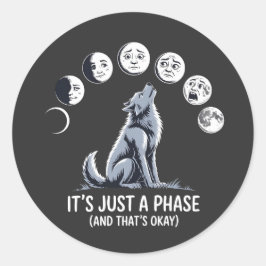 It’s Just a Phase – Moon Mood Werewolf Sticker ラウンドシール