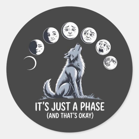 It’s Just a Phase – Moon Mood Werewolf Sticker ラウンドシール (正面)