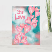 It’s Love – Pink & Teal Heart Cascade カード (正面)