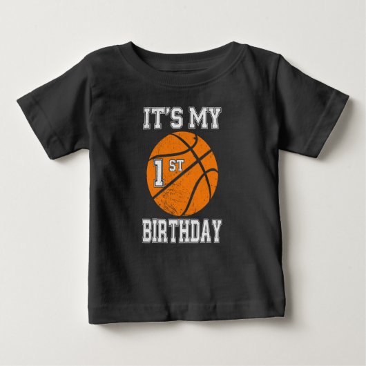 It’s My 1st Birthday Basketball Design ベビーTシャツ (正面)
