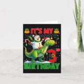It’s My 3rd Birthday Xmas Snowman Riding Dinosaur  カード (正面)