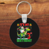 It’s My 3rd Birthday Xmas Snowman Riding Dinosaur  キーホルダー (正面)