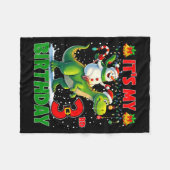 It’s My 3rd Birthday Xmas Snowman Riding Dinosaur  フリースブランケット (正面(横))